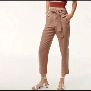 Aritzia Wilfred Tie-Front Wool Pant Camel